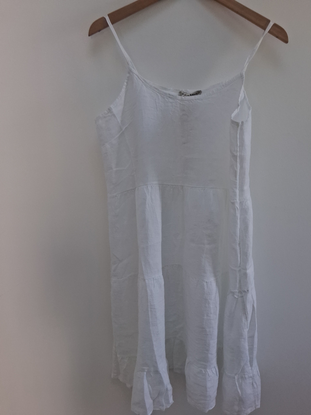 Valentina Naldi White Linen Tiered Dress Size Medium Made In Italy Coastal  Boho